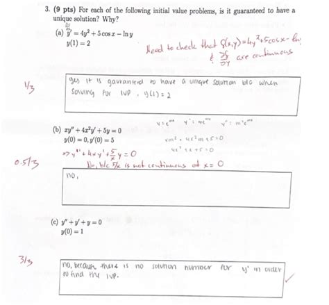 Solved 3 9 Pts For Each Of The Following Initial Value