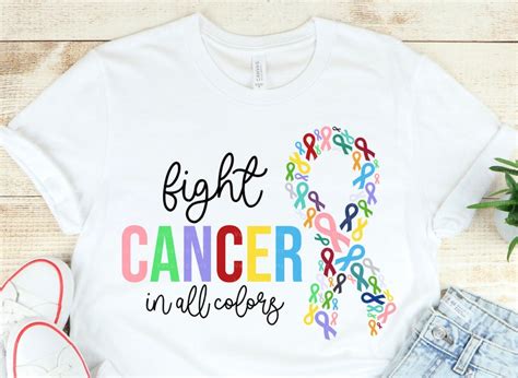 Fight Cancer In All Colors Svg Fight Cancer Pink Ribbon Svg Etsy