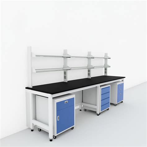 Food Lab Chemical Steel Laboratory Island Bench With Reagent Shelf