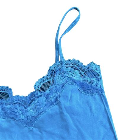Blue Lace Cami With Non Adjustable Straps Lingerie Depop