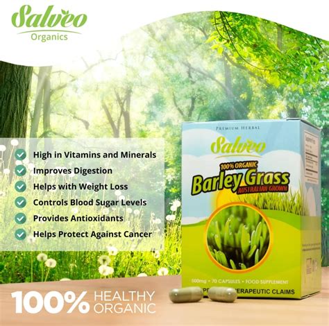 Salveo Barley Grass Capsules 100 Pure Organic Organic Barley Grass