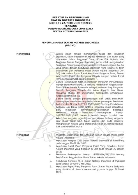 PDF PERATURAN PERKUMPULAN IKATAN NOTARIS INDONESIA NOMOR 22 2021