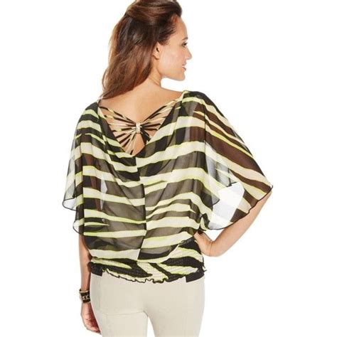 Thalia Sodi Printed Butterfly Sleeve Chiffon Top