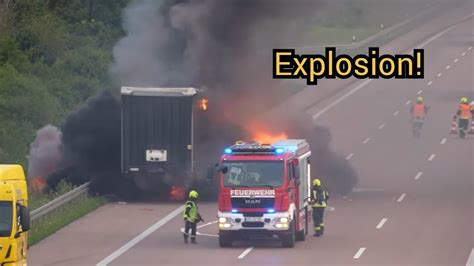 Explosion Bei Lkw Anh Nger Brand Auf Der A Bei Thurland Reifen