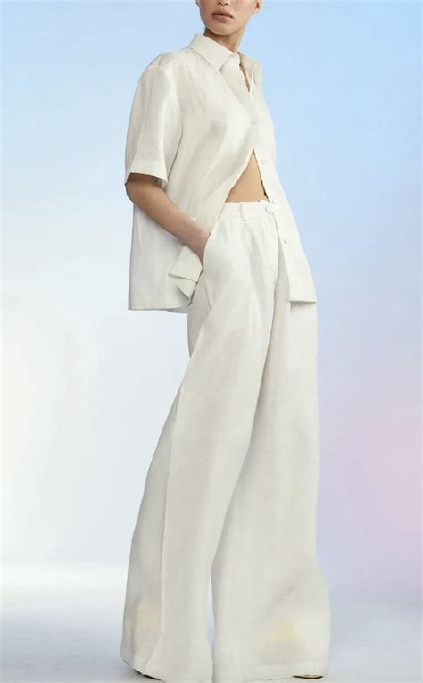 Melissa Gorgas White Linen Pants Set