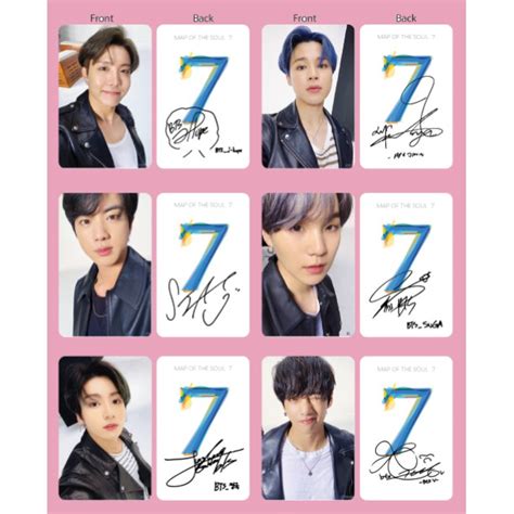 Set 8 card thẻ nhựa bo góc BTS selfie Map of the soul 7 có chữ ký in 2