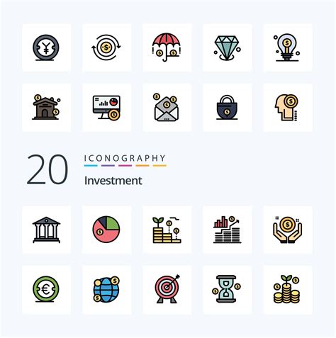 20 Investment Line Filled Color Icon Pack Like Investment Graph Finance