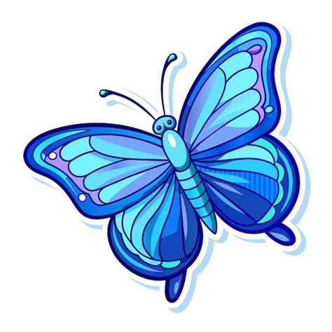 Un Dibujo De Una Mariposa Con Alas Azules Y Una Mariposa Azul Vector