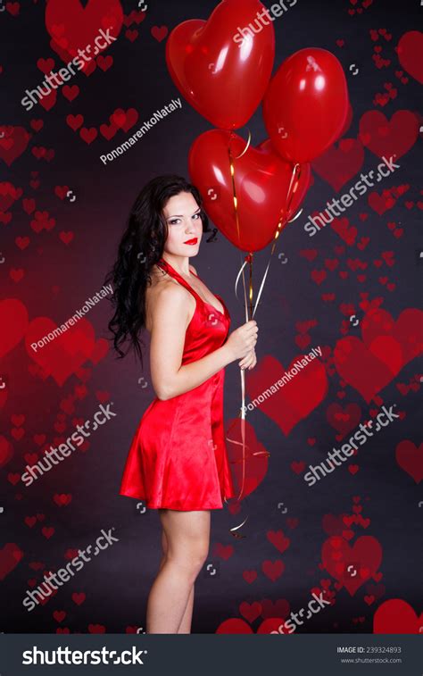 Sexy Brunette Balloons Heart Stock Photo Shutterstock