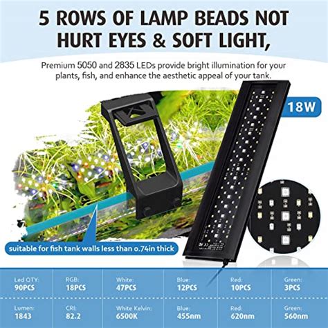 Hygger Clip On Full Spectrum Aquarium LED Light 18W Day Night Dual