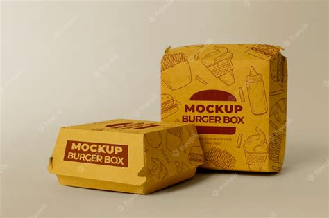 Premium Psd Cardboard Burger Box Packaging Mock Up Design