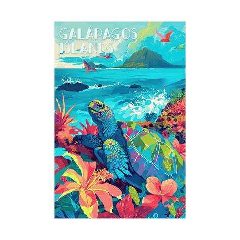 Galapagos Islands Travel Poster: Native Animal Art Print - Etsy