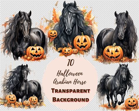 Halloween Friesian Horse Clipart Bundle Transparent Png Collection