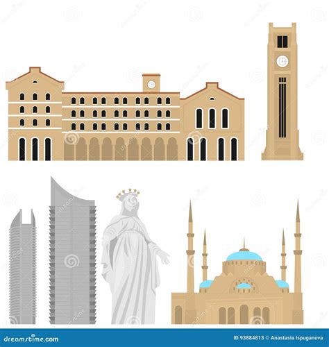 Beirut City Skyline Silhouette. Flat Lebanese Tourism Icon Banner
