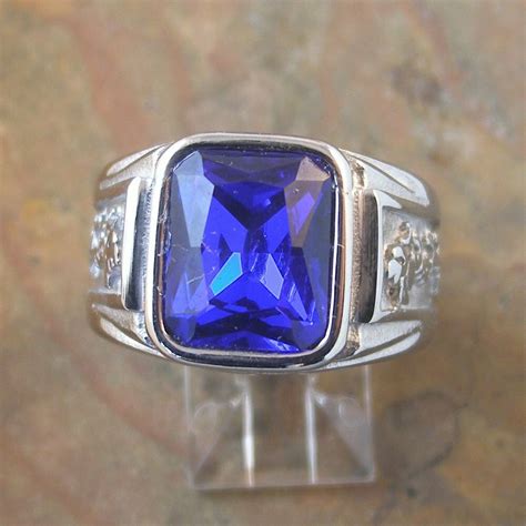 Stainless Steel Blue Crystal Ring Transglobal Trading Australian