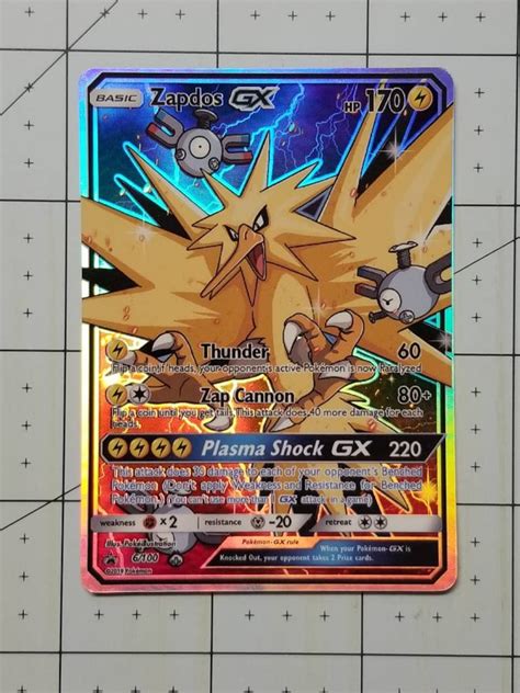 Zapdos Gx Full Art Rainbow Holo Custom Orica Pokemon Card Etsy