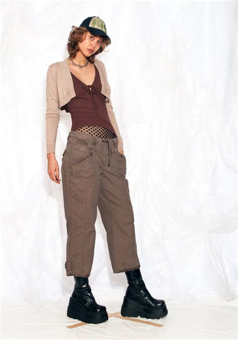 Vintage Y2K Cargo Capri Trousers in Brown 2000s Gorpcore Low - Etsy