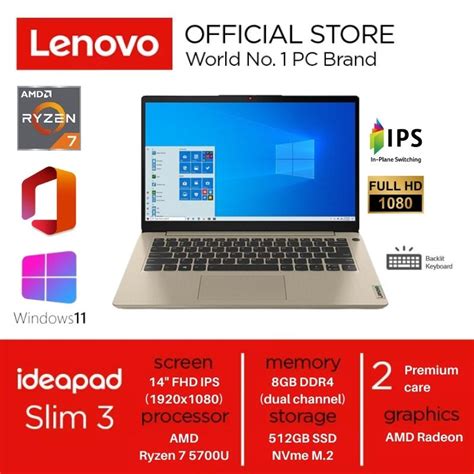 Jual LENOVO Ideapad Slim 3i 14ALC6 HMID 14 FHD IPS AMD Ryzen 7 5700U