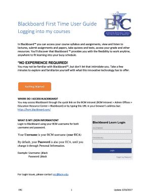 Fillable Online Blackboard First Time User Guide Fax Email Print
