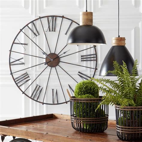 Rustic Industrial Open Face Wall Clock Antique Farmhouse