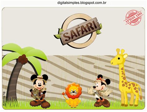 Kit Personalizados Tema Safari Do Mickey E Da Minnie Para Imprimir