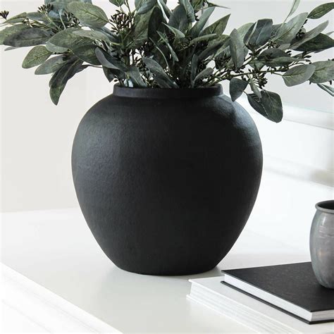 Large Round Matt Black Vasea Striking Large Vase In A Matt Black Finosh