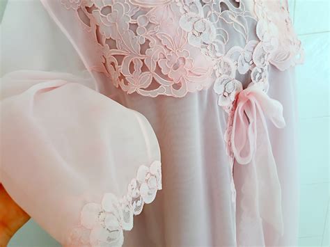 Vintage Italy S Brand New Set Peignoir Night Dress Lingerie Bridal Italy Rafined Light Pink