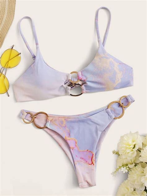 Tie Dye Ring Linked Bikini Swimsuit Shein Usa In Bikinis