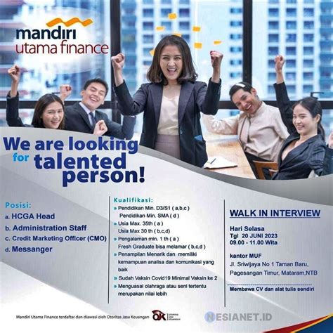 lowongan kerja mandiri utama finance mataram lombok ntb nesianet