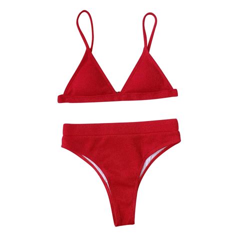 Arnsht Women S Two Piece Bikini Swimsuit Summer Fashion Soft Comfortable Ribbed Triangle Top