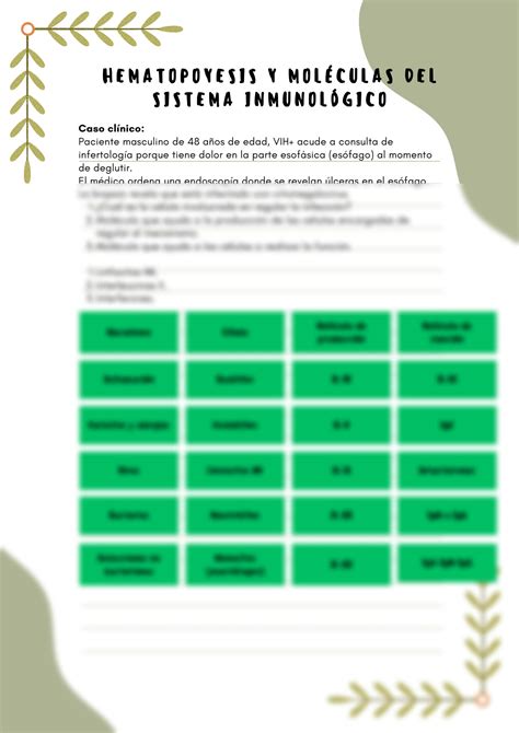 Solution Hematopoyesis Y Mol Culas Del Sistema Inmunol Gico Studypool