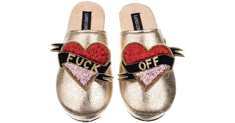 Laines London Softie Slippers With Fuck Off Brooches In Red Lyst UK