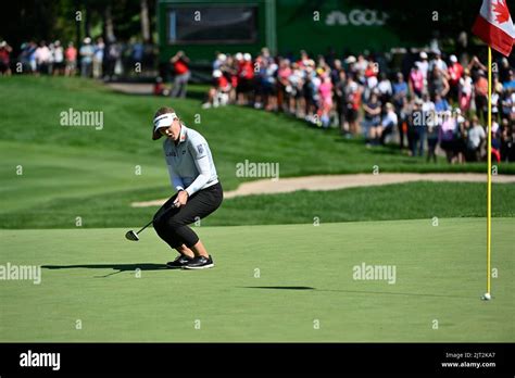 Canadas Brooke Henderson Reacts As Her Putt Fails To Enter The Hole At