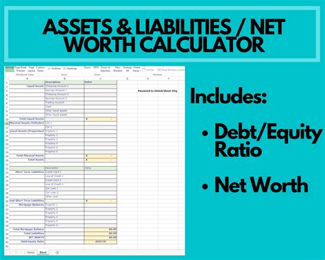 Assets And Liabilities Worksheet