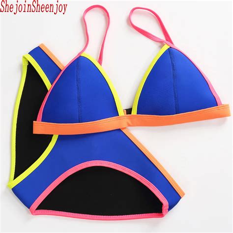 2017 Summer Womens Sexy Bikini Set Neoprene Swimsuit Bathsuit Push Up High Quality Chloroprene