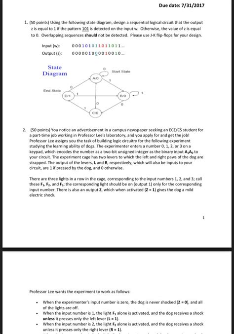 Solved Using The Following State Diagram Design A