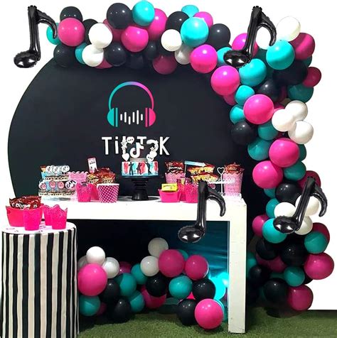 Heboland Music Theme Tik Tok Birthday Party Decorations Balloon Garland Arch Kit For Girls