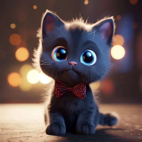 Premium Ai Image A Black Cat With A Red Bow Tie And A Red Bow Tie
