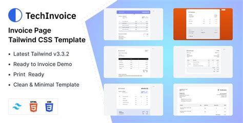 Techinvoice Invoice Page Tailwind Css 3 Html Template Codemarket