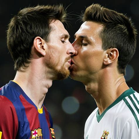 Lionel Messi Kissing Christiano Ronaldo