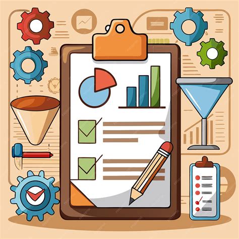 A clipboard with graphs checklists and tools for analysis | Premium AI