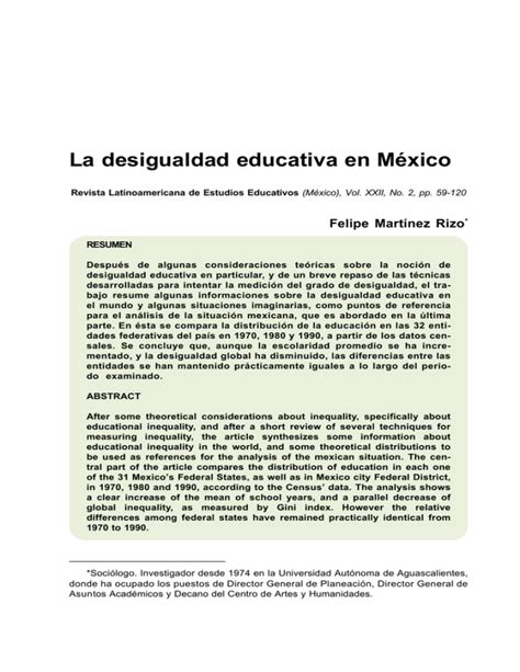 La desigualdad educativa en México