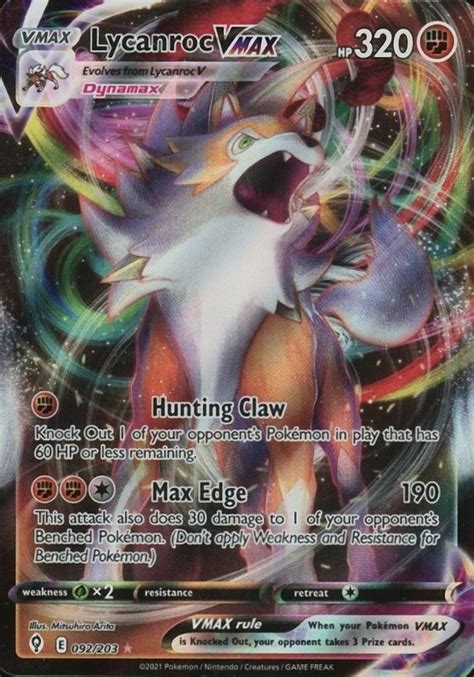 Pokemon Sword Shield Evolving Skies Full Art Lycanroc Vmax