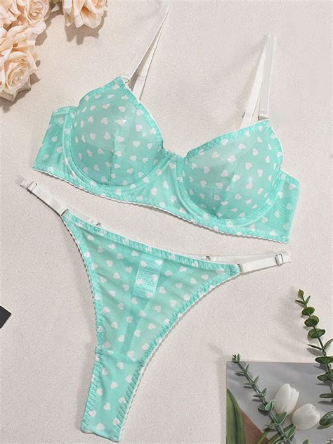 Snapklik Sexy Mesh Sheer Underwire Push Up Women Lingerie Set See Through Bra Panty