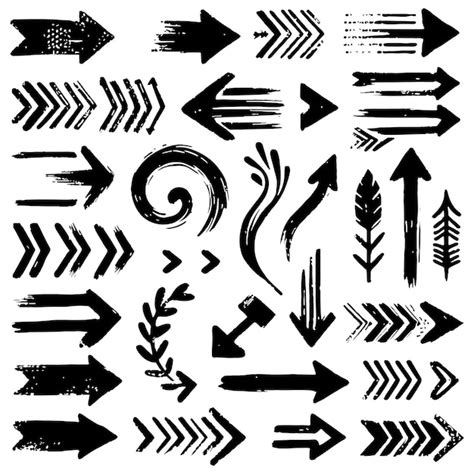 Premium Vector Set Of Grunge Arrow Vector Illustrations Grunge Arrow