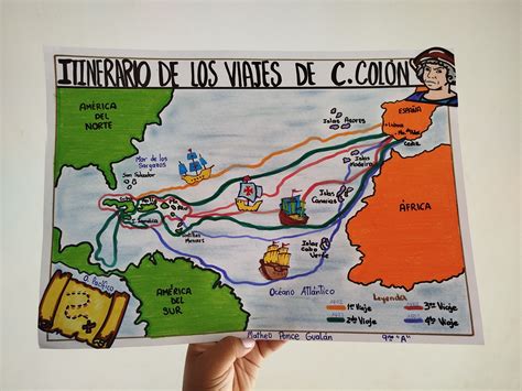 Mapa de los viajes de Cristóbal Colón