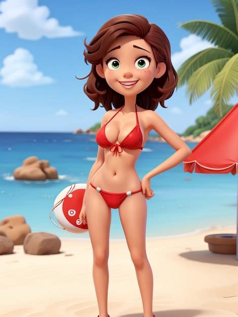 Chica De Dibujos Animados De Bikini Foto Premium
