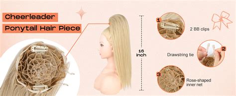 Amazon SEIKEA Cheer Ponytail Hair Piece Ash Blonde Straight Cheerleader Hairpiece