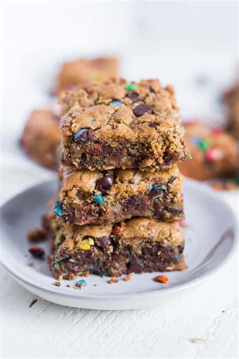 Flourless Monster Cookie Bars Oh Sweet Basil Recipe Oatmeal