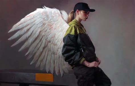 Wallpaper Long Hair Wings Ponytail Women Blonde Digital Art Artwork Standing For Mobile